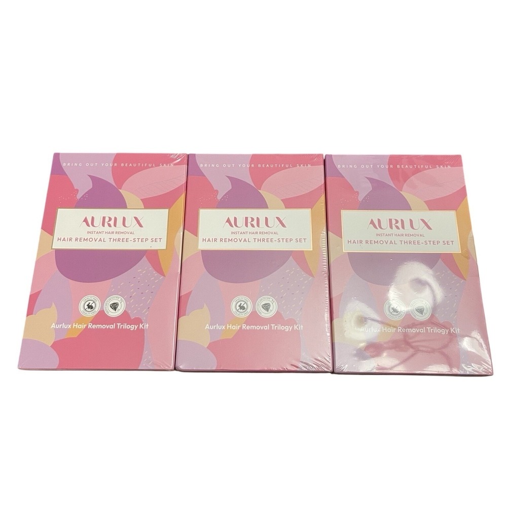 Aurlux Instant Hair Removal Trilogy Kit 3-Step Set Facial Smooth Skin 3 Pack NEW